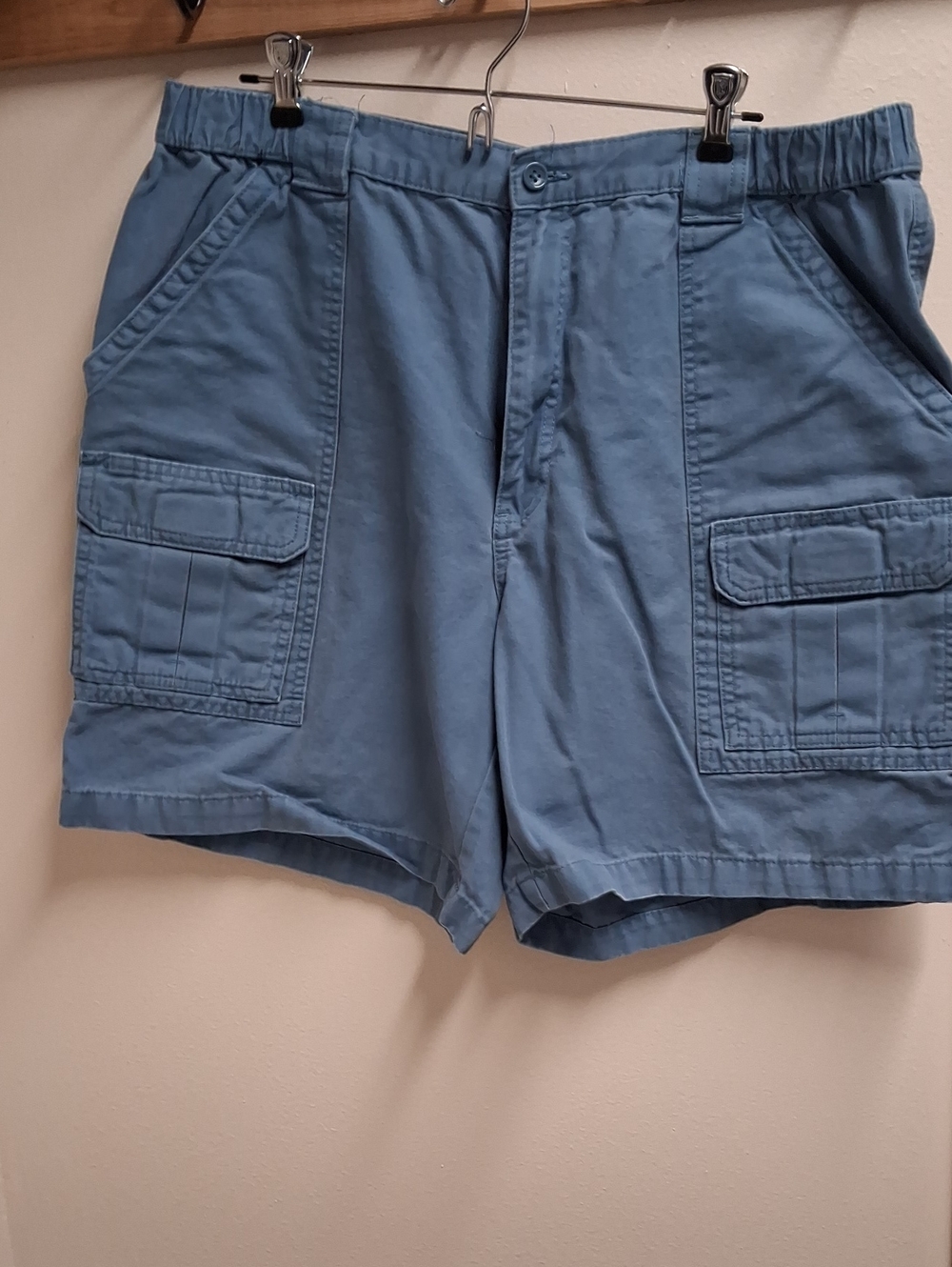 Men's Light Blue Cargo Shorts with Elastic Waist